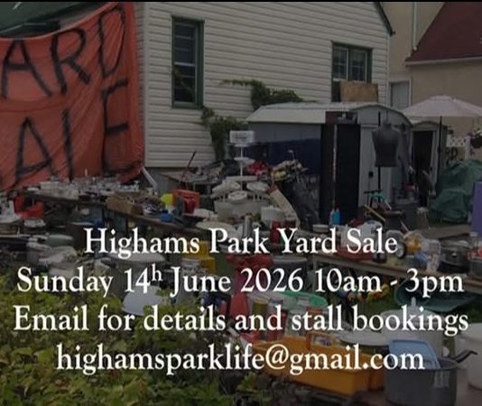 The Highams Park Yard Sale is on Sunday 14th June from 10am to 3pm