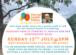 Upcoming walk dates with Mental Health Mates Highams Park